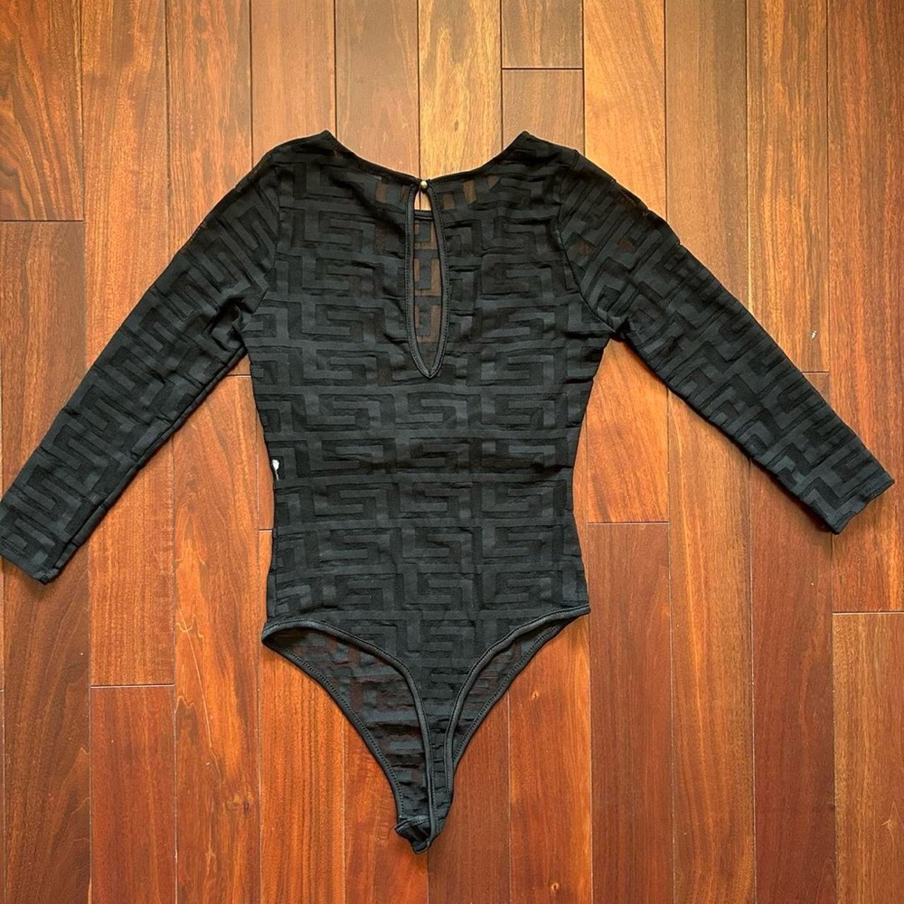 Fashion Nova Sheer Monogram Bodysuit